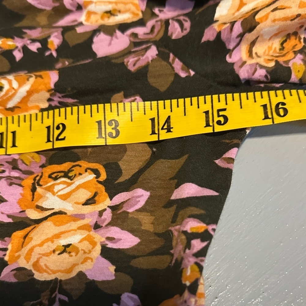 Anthropologie Black Floral Turtleneck Puff Sleeves NWT XXS Boho Indie Sleeze - Picture 6 of 8